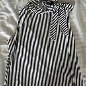 Ann Taylor Black and White Striped Blouse